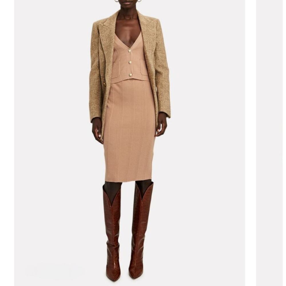 L'AGENCE Jessica Tan Ribbed Knit Midi Pencil Skirt High Waist NWT XSmall